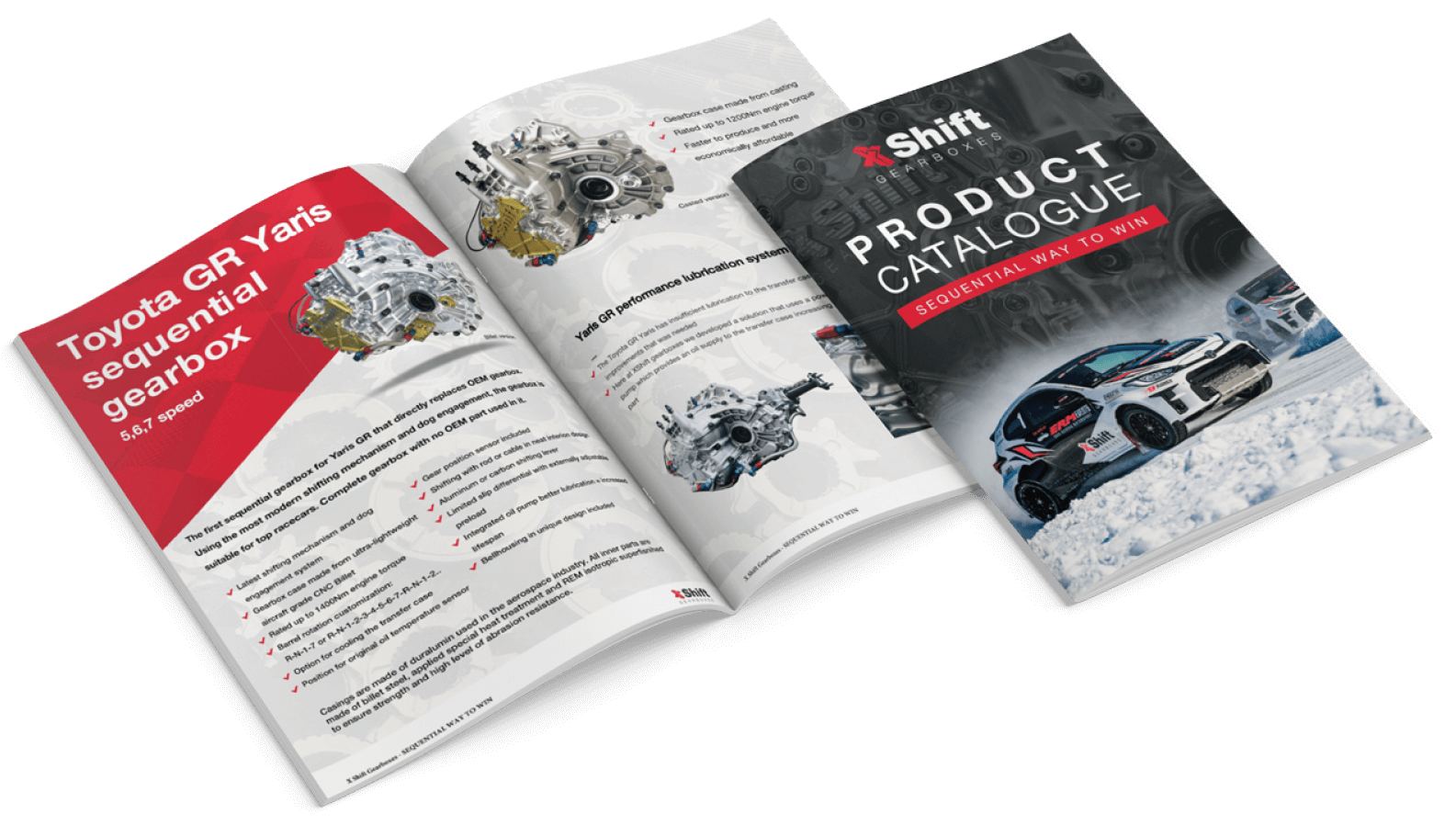 X Shift Gearboxes sample catalog mockup
